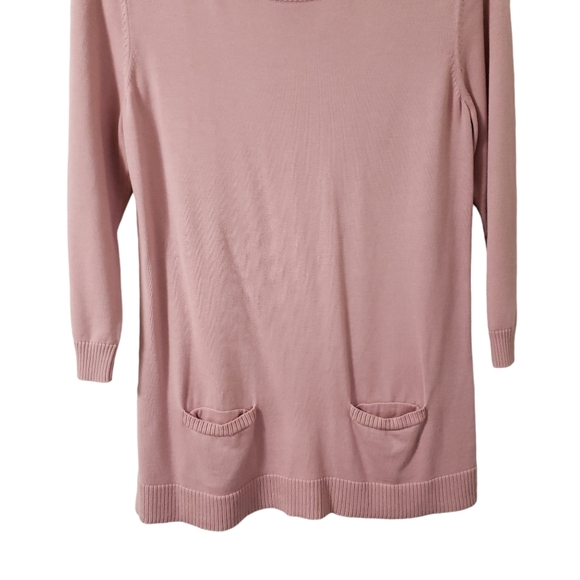 Talbots 3/4 Sleeve Front Pocket Zipper Back Sweater Pink Sz Small - Picture 2 of 13